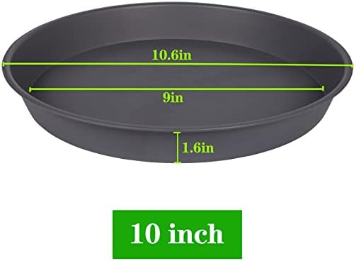 2 Pack of 10 inch Plant Saucer Gray, Heavy Duty Plastic Plant Saucer 10 inch Round, Durable Plant Tray for Pots, Plant Saucers for Indoors, Plant Trays for Planter 9"/10" (10", Cement)