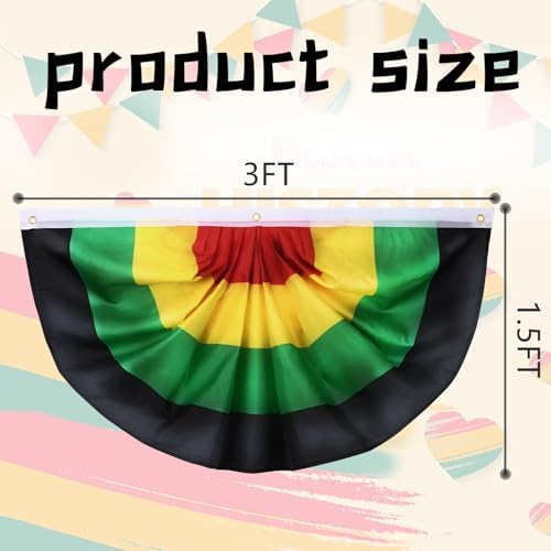 Augshy 4 Pcs Black History Month Bunting Fan Flags Banner for Outdoor Decor