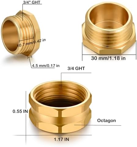 SIGURANTA Brass 3/4" GHT Hose Cap & Plug Set, 10 Pack