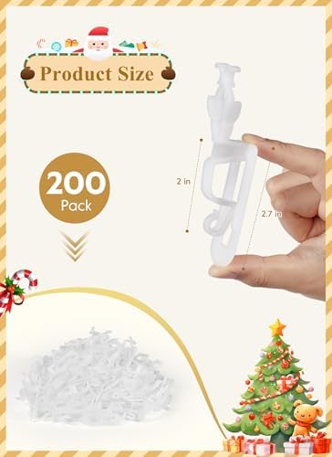 Christmas Light Clips, Shingle Gutter Clips for C7 C9 Lights, 200 Pack
