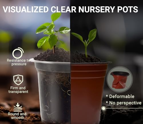 30 Pack Clear Nursery Plant Pots, 3.5/4/5 In with Drainage Holes, 20 Labels