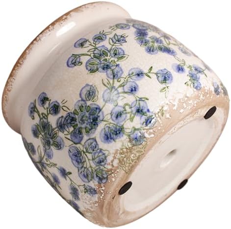 Vintage Cottage Ceramic Planters, French Flower Pot & Vase with Drainage