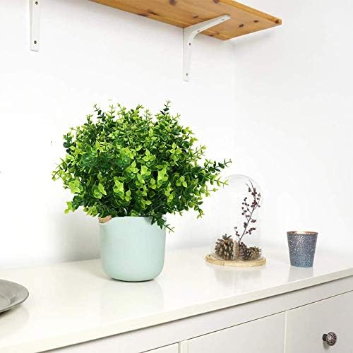 PASYOU Artificial Shrub, Fake Bush Simulation Eucalyptus Grass Greenery Leaves Plastic Plants Indoor Outdoor Outside Home Garden Office Bathroom Verandah Wedding Décor Decoration Planter Filler 8 Pcs
