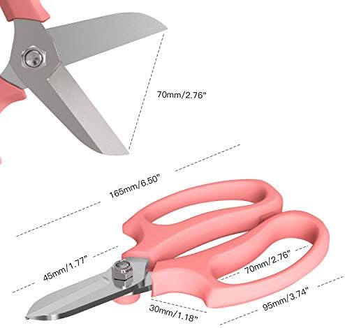 Housolution Flower Scissors, Premium Steel Garden Pruning Shears, Pink