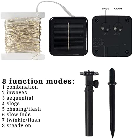 Dazzle Bright 2 Pack Solar String Lights Outdoor, Total 80FT 240LED Solar Powered Waterproof Fairy Lights 8 Modes, Copper Wire Lights for Christmas Patio Party Tree Yard Decoration (White)