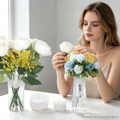 4-Pack Silicone Flower Arranging Grid, Comes with Both Sizes (2.2" & 3.2")