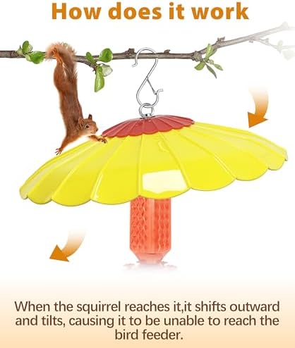 13.5-Inch Hummingbird Feeder Shade Dome Cover,Bird Feeder Rain Cover & Squirrel Shield, Weather Guard with Hanging Bird Feeders,Squirrel Proof for Shepherd's Hook Outdoors(Yellow)