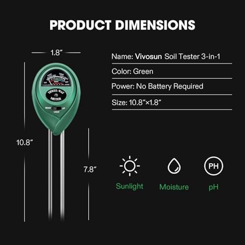 VIVOSUN 2 Pack Durable Waterproof Seedling Heat Mat Warm Hydroponic Heating Pad 10 x 20.75 Inch, Soil Tester, 3-in-1
