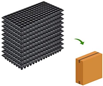RooTrimmer 10Pcs 128 Cell Seed Starter Trays, Thick Durable Nursery 128 Cell Plug Tray Seedling Flat Plastic Shallow