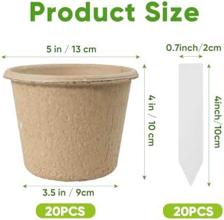 20 Pack 5 Inch Biodegradable Nursery Peat Pots