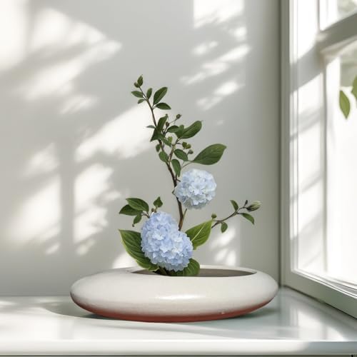 Ikebana Kit, Japanese Oval Vase, 2.4in Floral Frog
