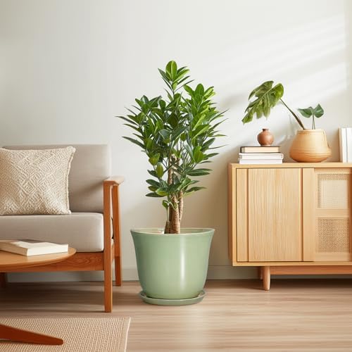 Ceramic Planter, 12 Inch Plant Pot for Indoor Plants, Green