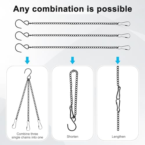 M METERXITY 6-Pack Chain for Hanging Plants 30cm/12in Iron Black