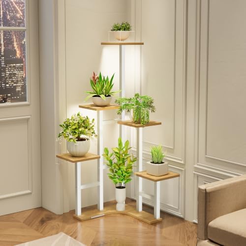 Corner Plant Stand Indoor with Grow Lights 6 Tiered Corner Plant Shelf