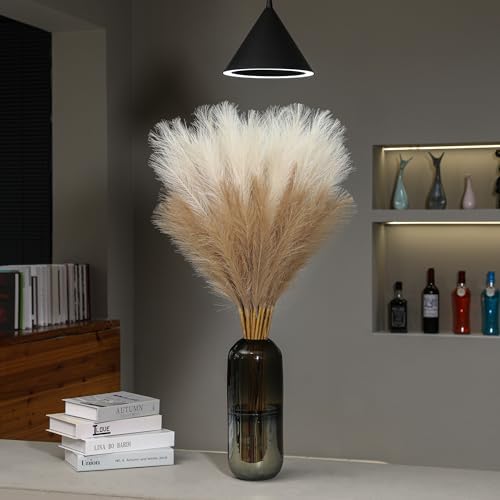 Wertuirk 9 Stems Faux Pampas Grass, 38 Inch Long Fluffy Pompous Grass Bulk