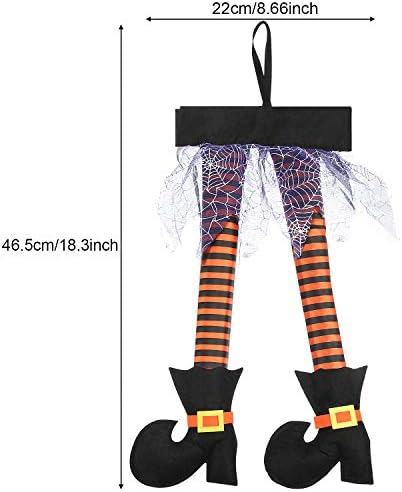 meekoo 1 Pcs Halloween Witch Legs with Shoes for Wreath,Orange