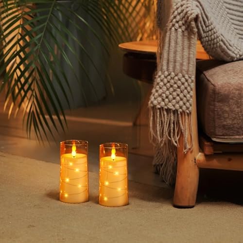 Homemory 3"x6" Flameless Candles, Flickering LED Pillar Candles with Remote