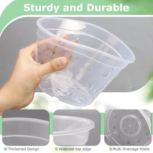 Orchid Pot, 8 Pack 5 Inch Clear Orchid Pots with Holes and Saucers