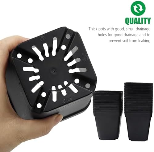 RooTrimmer 3.5 inch (9CM) Square Nursery Pots 60pcs, Sturdy Seedlings Trays 5 Pcs, Seeds Starter Germination Tray, Microgreenings Planter Nursery Propagation 5 Sets