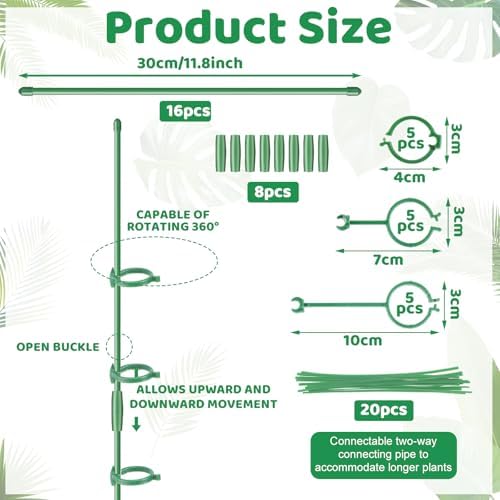 12 Inch Adjustable Plant Stakes, 16 Pcs Plant Supports Plant Sticks