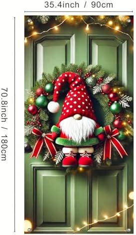 BlissYard Christmas Door Cover Gnome Ornaments 35x71 Inch Polyester