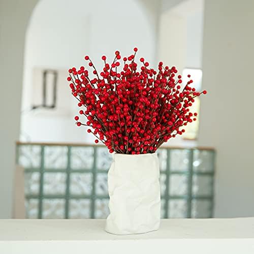 joyhalo 24 Pack 12.6in Red Berry Stems