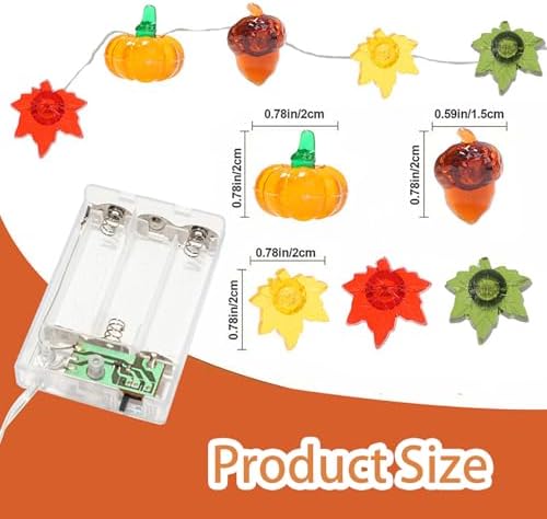 Fall Decor Lights 10Ft 30 LEDs Thanksgiving Decoration Battery Operated Acorn 3D Pumpkin Maple Leaf String Lights Fall Lights for Home Autumn Garland Harvest Halloween Party Christmas