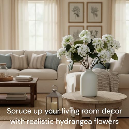 Small Faux Hydrangea Flowers 5 Stems (15 Heads) For Table Decor