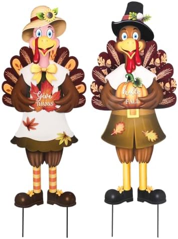 VCUTEKA Fall Turkey Outdoor for Yard Decor, Thanksgiving Garden Stake