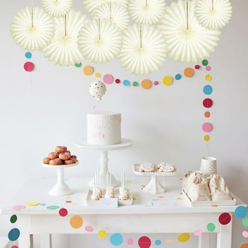 20 Pcs Cream White Hanging Paper Fan, Hanging Honeycomb Round Paper Fans for Weddings, Birthdays, Christmas, Baby Showers, Classroom, Events Ceiling Party Supplies Decorations