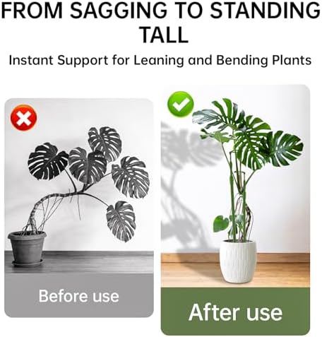 Yhtpouqe 6 Pack Extendable Plant Stakes, 16.5-42.5 Inch Plant Stakes for Indoor Outdoor, Adjustable Monstera Plant Support Sticks with Clips for Clombing Plants, Vine, Orchid, Tomato, Vegetables