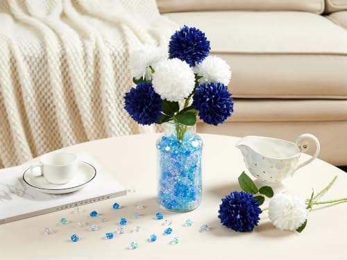 YATOJUZI 500PCS Acrylic Vase Filler Gradient Blue Decorations Bright Blue Fake Ice Cubes Crushed Rocks Plastic Diamonds Gems for DIY Party Centerpiece Table Scatter Display 0.5"