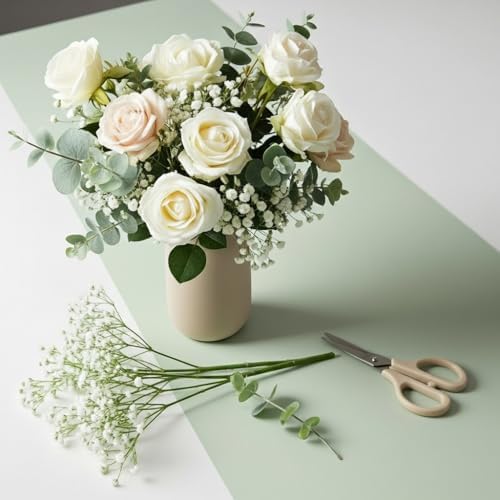 Sukh 10 Babys Breath Artificial Flowers - White Fake Gypsophila for Wedding