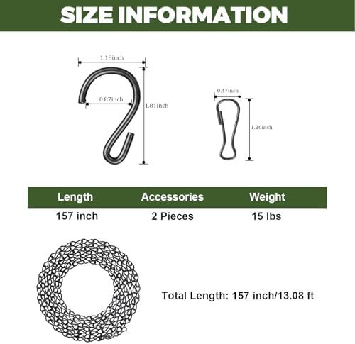 157 Inch Hanging Chain with 30 S Hooks and 30 Clips For Hanging Plants