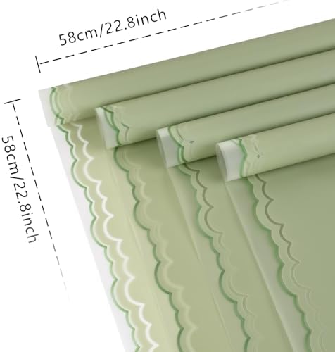 FUHITIM 20 Sheets Flower Wrapping Paper(Green)