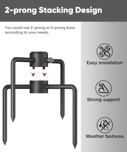Garbuildman Pole Stabilizer Stand Applies to 1.41"/1.81”/2.12” Poles with 2 Adjustable Adapters, Outdoor Bird Feeder Pole Base, In-Ground Umbrella Stand Anchor Support, Black, 1 Pack