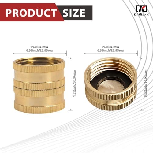 Brass Garden Hose End Plug Caps With Washers, 2 Pack 3/4” Female End Caps + 2 Pack 3/4 Female to Female With 2 Washers, Brass Spigot Cap.