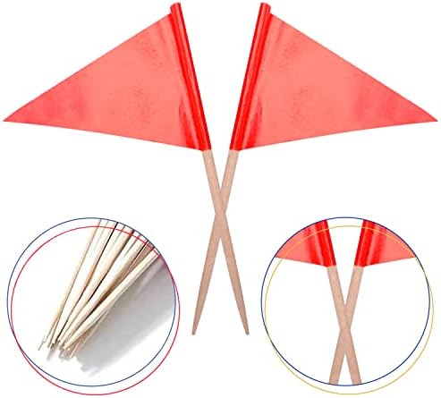 stidsds Solid Red Cupcake Toppers Flags Mini Small Plain Red Triangle Toothpick Stick Flag Blank DIY Color Decoration(100 pcs)