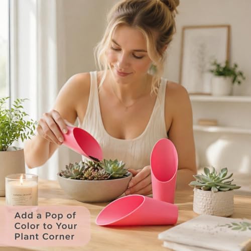 Bonsai Soil Scoops, Plastic Garden Soil Scoops, Garden Potted Plant Maintenance Succulent Planting Tools, Classic Durable, Ergonomic Grip -(1pc Pink)