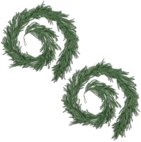 Rowfad 9Ft Norfolk Pine Garland for Mantle Christmas Decorations, 2 Set