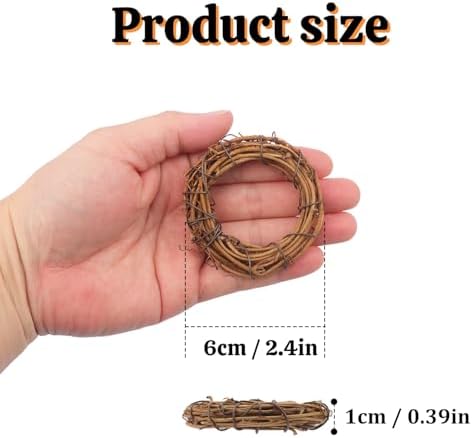 70 Pcs 2.4 Inch Natural Grapevine Wreath Set, Natural Rattan Wreath,Hand-Woven 2.4 Inch Vine Branch Wreaths, Perfect for DIY Crafts, Christmas Decorations, and Wedding Supplies