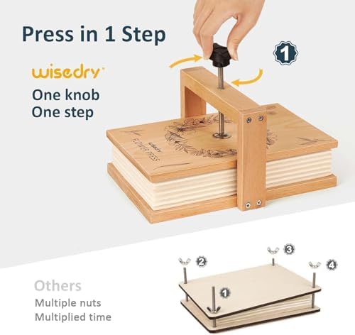 wisedry Flower Press Kit with Silica Gel Packets, Easy One-Step Pressing, Even Pressure, 6 Layers, 10 x 6 inch Flower Press Kit for Kids and Adults, Great Gifts for Anyone Who Loves Flowers and Crafts