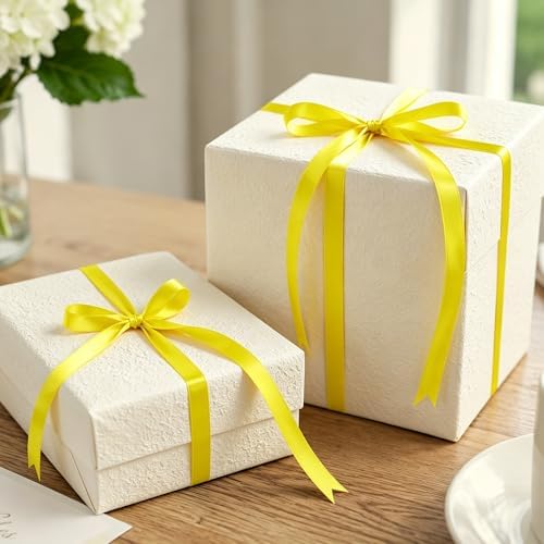 3/8In 30Yards Lemon Yellow Thin Ribbon for Gift Wrapping Birthday Holiday