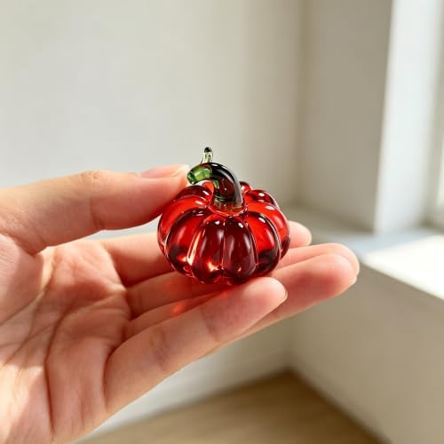 8 Pcs Blown Glass Pumpkin Figurines Fall Thanksgiving Centerpiece Decor