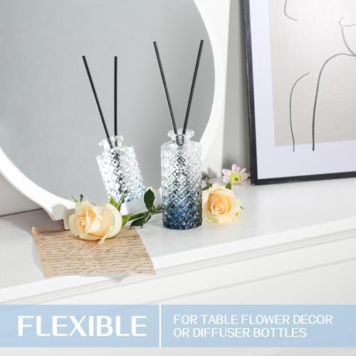 24PCS Mini Bud Vases As Wedding Centerpieces for Tables,Clear Bud Vases for Flowers,Small Flower Vases Suitable for Birthday Party,Anniversary,Wedding Reception,Baby Shower (Blue)