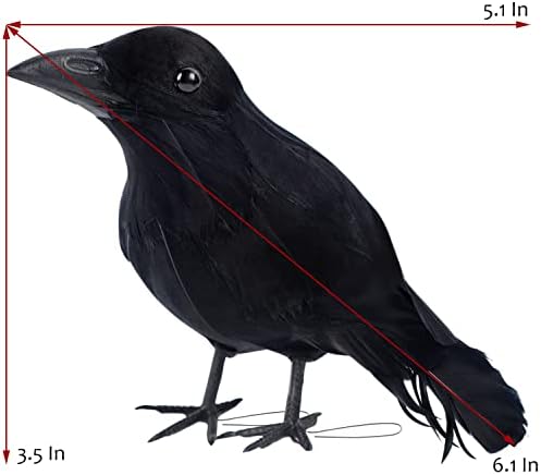 ATDAWN 12 Pack Halloween Black Feathered Crows, Realistic Looking Halloween Birds Decoration