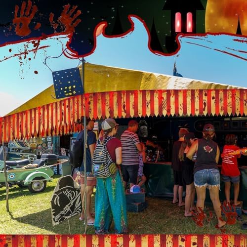 HunnmingRe 4 Pcs Halloween Carnival Tent Creepy Circus Theme Party Decor