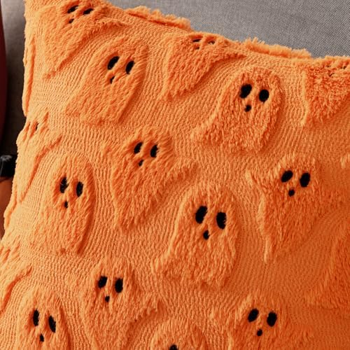 MIULEE Orange Halloween Pillow Covers Cute Ghost Fall Decor 18x18