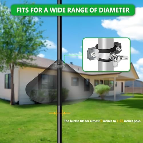 Metal Squirrel Baffle Bracket for Bird Feeder Pole, Heavy Duty Squirrel Baffle Buckle Stopper Support Holder for Bird Feeder Poles and Shepherds Hooks, 3 Pack