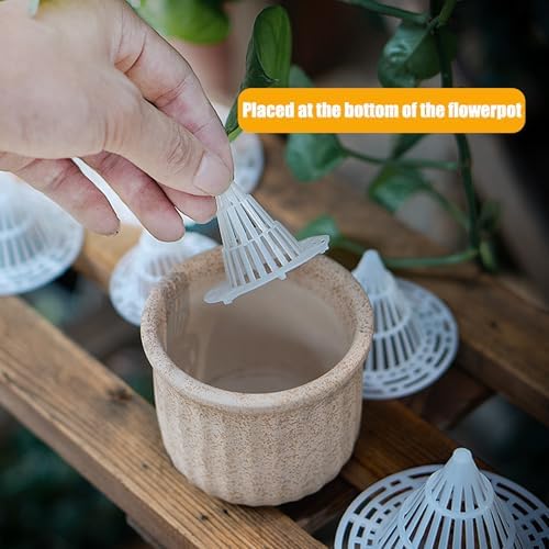 Plant Pot Drainage Cones, 10 Pack – Breathable Mesh Pot Bottom Pads for Improved Airflow & Drainage, Prevent Soil Loss, Suitable for Small Potted Plants, Succulents, Bonsai (Medium)